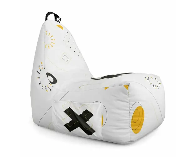 Fotoliu Puf Bean Bag tip Chill XL, Memphis Alb Cu Galben