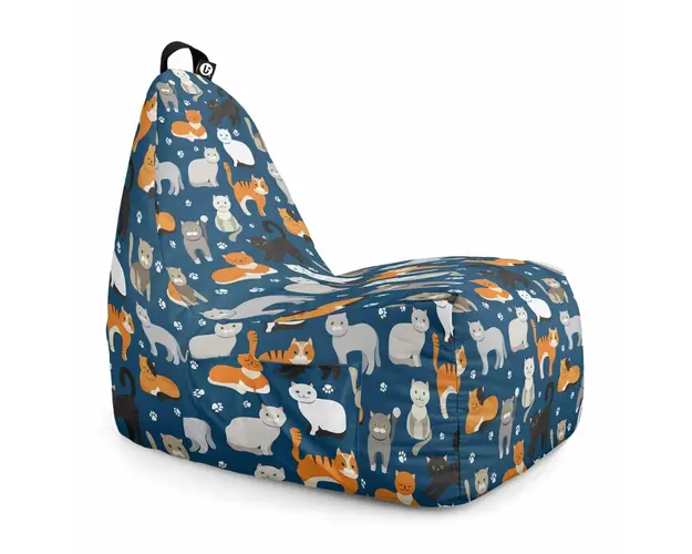 Fotoliu Puf Bean Bag tip Chill XL, Pisici Fundal Albastru