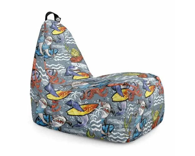 Fotoliu Puf Bean Bag tip Chill XL, Surfing Sharks