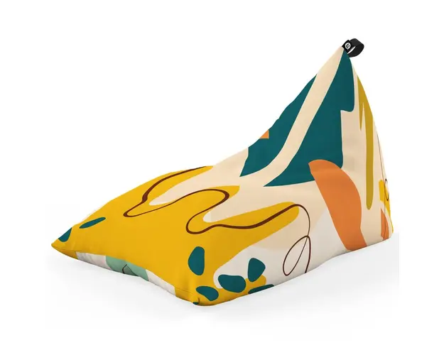 Fotoliu Puf Bean Bag tip Lounge, Abstract Jungle Ocru