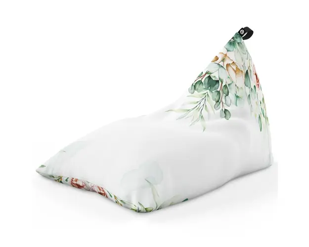 Fotoliu Puf Bean Bag tip Lounge, Floral Alb