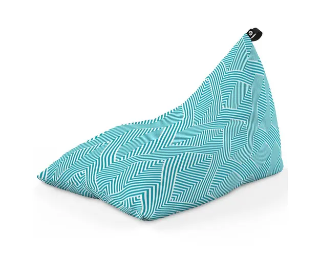 Fotoliu Puf Bean Bag tip Lounge, Motiv Alb cu Bleu