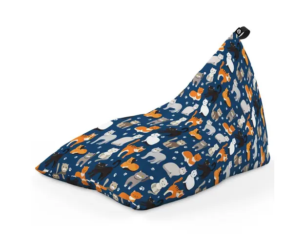 Fotoliu Puf Bean Bag tip Lounge, Pisici Fundal Albastru