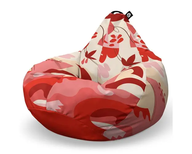 Fotoliu Puf Bean Bag tip Para L, Abstract Jungle Rosu