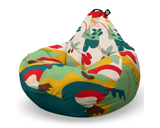 Fotoliu Puf Bean Bag tip Para L, Abstract Jungle Verde
