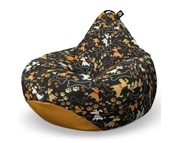 Fotoliu Puf Bean Bag tip Para L, Caini Fundal Negru