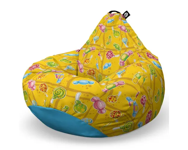 Fotoliu Puf Bean Bag tip Para L, Candies Fundal Galben