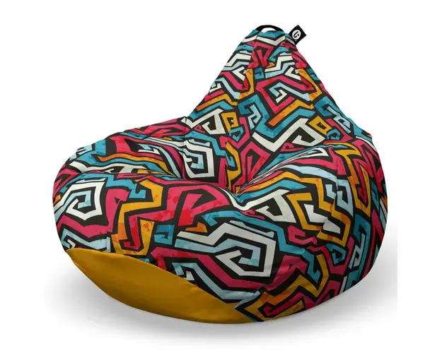 Fotoliu Puf Bean Bag tip Para L, Graffiti Linii Retro