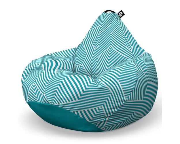 Fotoliu Puf Bean Bag tip Para L, Motiv Alb cu Bleu