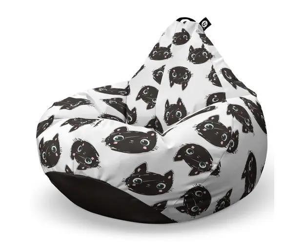Fotoliu Puf Bean Bag tip Para L, Pisici Alb-Negru