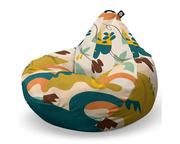 Fotoliu Puf Bean Bag tip Para XL, Abstract Jungle Ocru