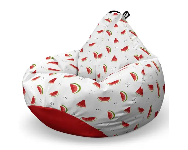 Fotoliu Puf Bean Bag tip Para XL, Alb cu Felii de Pepene