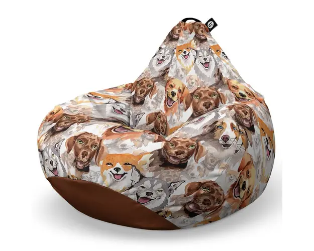 Fotoliu Puf Bean Bag tip Para XL, Caini Clasici Maro si Alb