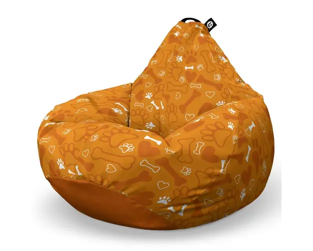 Fotoliu Puf Bean Bag tip Para XL, Caini Fundal Portocaliu