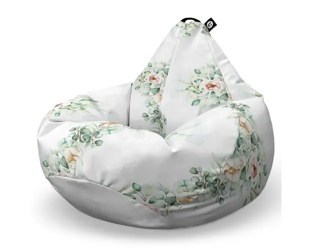 Fotoliu Puf Bean Bag tip Para XL, Floral Alb