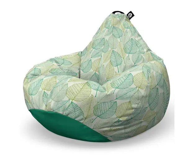 Fotoliu Puf Bean Bag tip Para XL, Frunze Verzi si Galbene