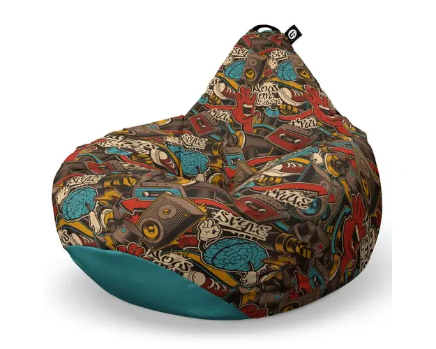 Fotoliu Puf Bean Bag tip Para XL, Graffiti Retro Maro