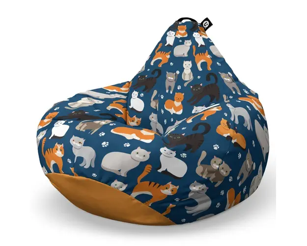 Fotoliu Puf Bean Bag tip Para XL, Pisici Fundal Albastru