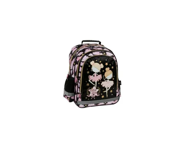 Ghiozdan pentru fetite, Derform Balerina, cu 3 compartimente, PL15BBL12, 38x28x18 cm