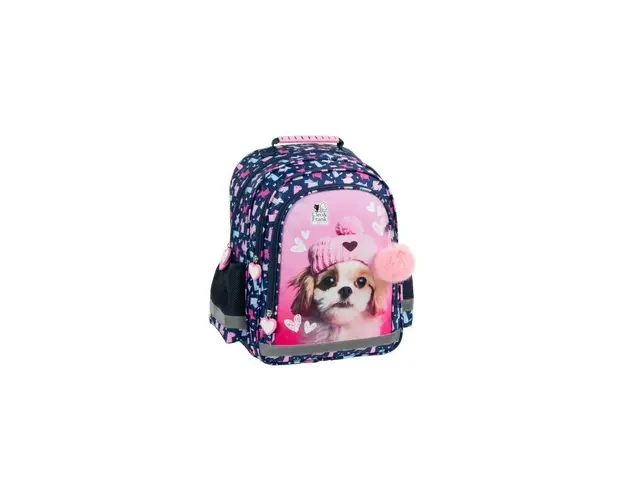 Ghiozdan pentru fetite, Derform Cleo & Frank Catel, cu 3 compartimente, PL15BCF42, 38x28x18 cm