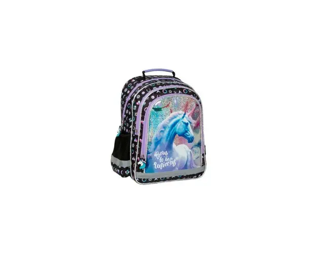 Ghiozdan pentru fetite, Derform Unicorn, cu 3 compartimente, PL15BJR15, 38x28x18 cm