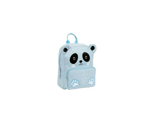 Ghiozdan prescolar Derform Canvas Panda, 29x23x14cm, negru/albastru, PLC11PD