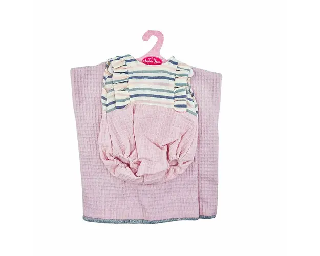 Hainute pentru papusi de 42 cm, body si prosop roz, Antonio Juan