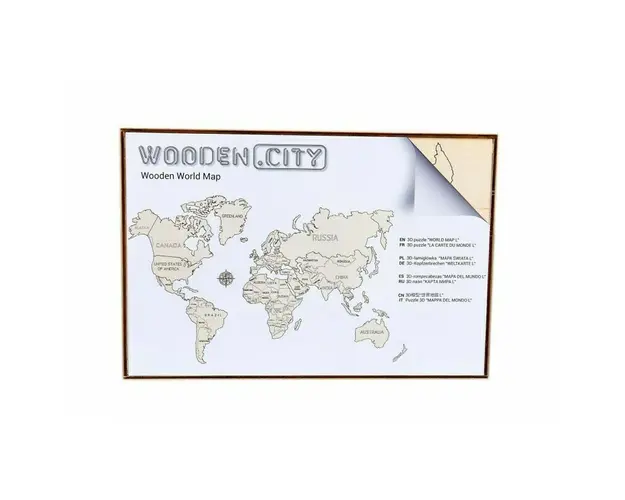 Wooden City - Puzzle 3D Harta lumii , Puzzle Copii , L, De perete, piese 29