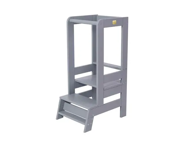 Inaltator Learning Tower Ajustabil, Ajutor de bucatarie MeowBaby , lemn Gri inchis