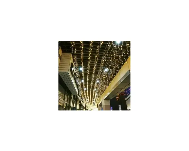 Instalatie de Craciun, perdea franjurata interconectabila, rosu-albastru, 4 m x 0.7 m, 120 leduri, 9016RBM