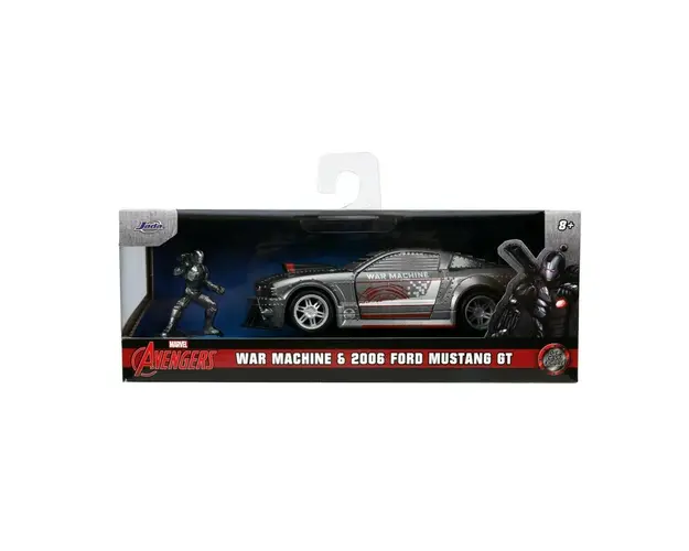 Simba - JADA MARVEL MASINUTA METALICA FORD MUSTANG SCARA 1:32 SI FIGURINA METALICA WAR MACHINE