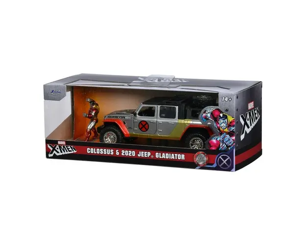 JADA MARVEL SET MASINUTA METALICA JEEP GLADIATOR SCARA 1:32 SI FIGURINA DIN METAL COLOSSUS