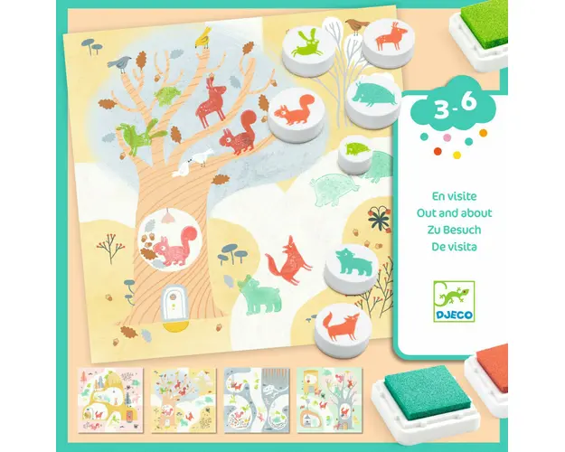 Joc creativ cu stampile Djeco, Animale din padure