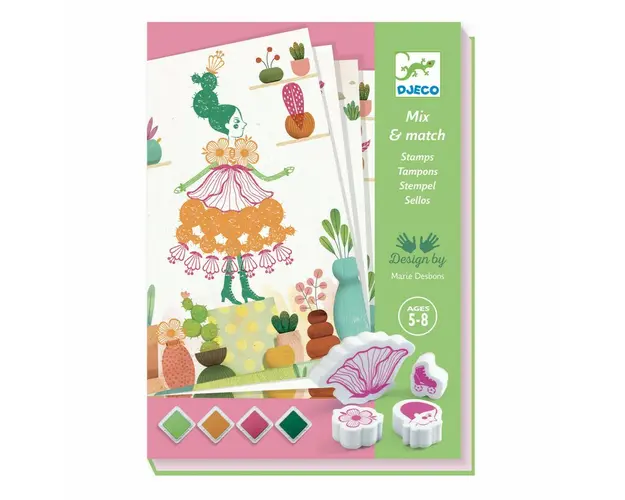 Djeco - Joc creativ cu stampile Fete flori,