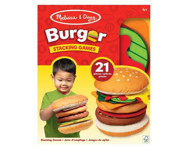 Joc educativ de stivuire si potrivire Burgerul gigant