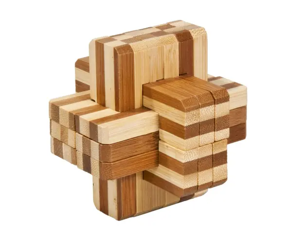 Fridolin - Joc logic IQ din lemn bambus Block cross