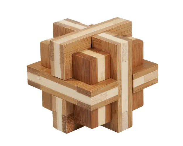 Fridolin - Joc logic IQ din lemn bambus Double cross