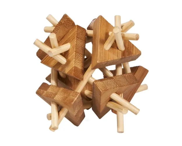 Fridolin - Joc logic IQ din lemn bambus Sticks&triangles