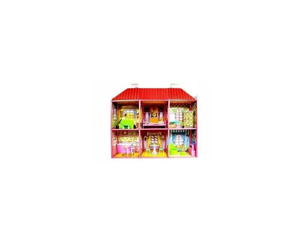 Jucarie casuta de papusi, pentru fetite, vila cu etaj si mobilier, LeanToys, 479