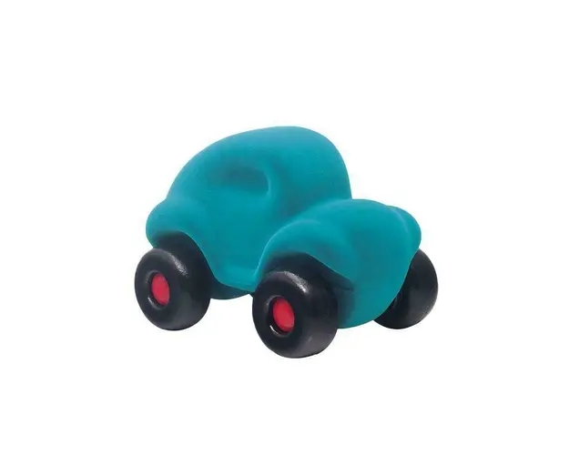 Jucarie cauciuc natural Masinuta, turquoise, 18 cm, Rubbabu