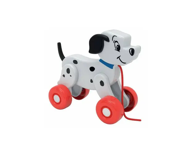 Jucarie de tras, Clementoni, Caine dalmatian, Din plastic, 10 luni+, Alb