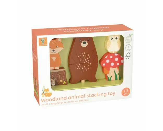 Jucarie din lemn de stivuit cu animalele padurii, Orange Tree Toys