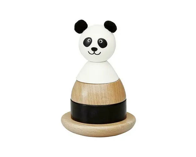 Jucarie educativa stivuit si sortat 10x15 cm din lemn FSC, model panda, +1 ani, byASTRUP