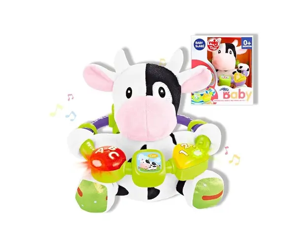 Jucarie interactiva bebe cu activitati si lumini 20 cm - Vacuta