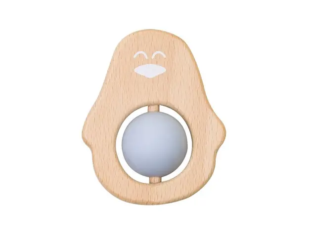 Jucarie naturala pentru dentitie Pinguin Bleu
