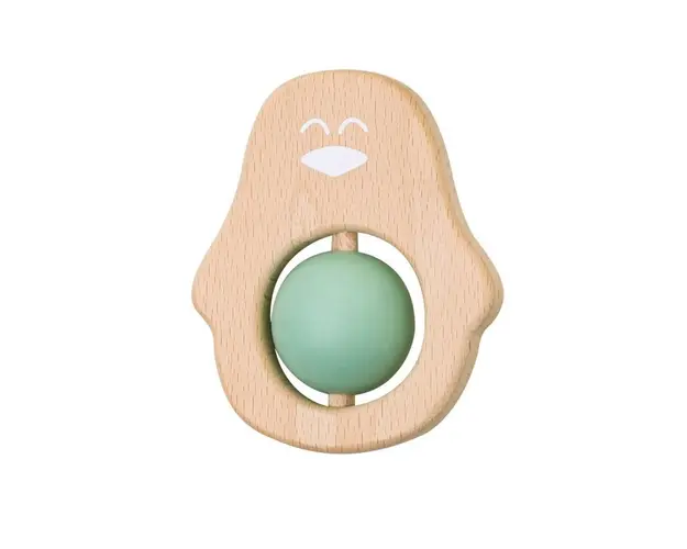 Jucarie naturala pentru dentitie Pinguin Verde