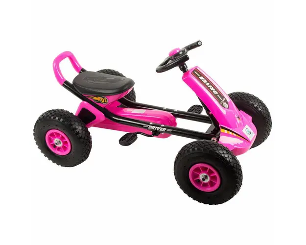 KidsCare - Kart cu pedale si roti gonflabile Driver Kidscare Roz