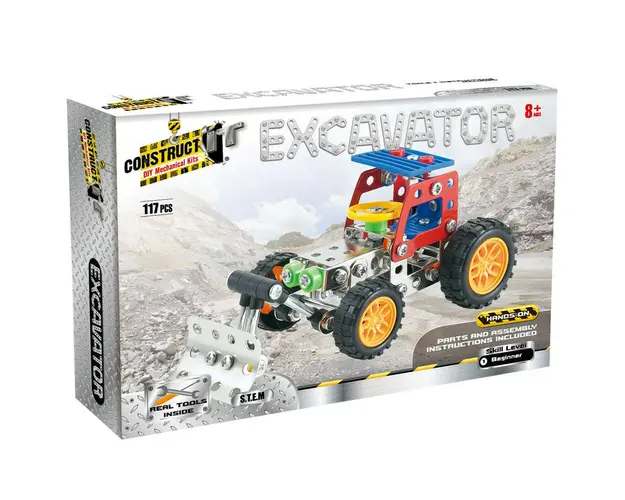 Kit STEM Tractor cu cupa de excavatie, nivel incepator