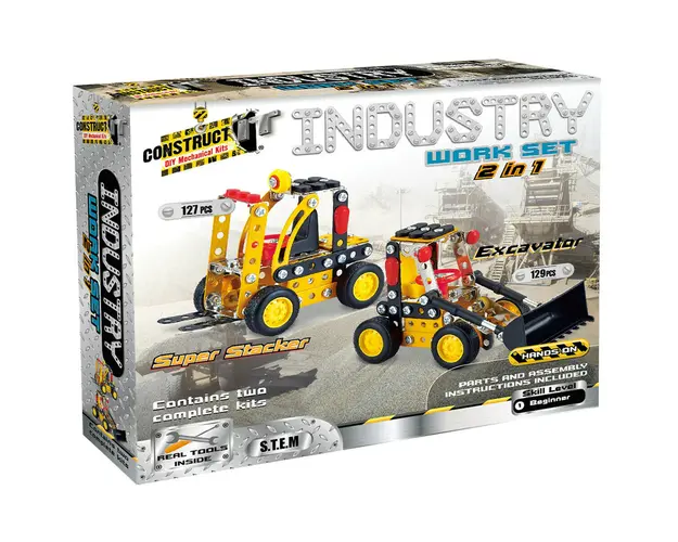 Kit STEM Vehicule de constructie 2 in 1, nivel incepator