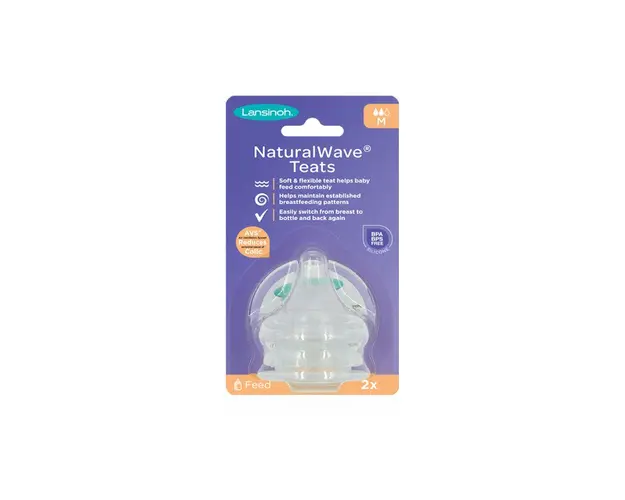 Tetina, Lansinoh, Cu flux mediu, 2 buc, Din silicon, Fara BPA, 3 luni+, Transparent